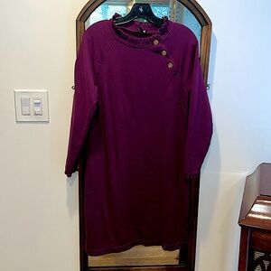 Talbots French Terry Ruffle Sweatshirt Dress M